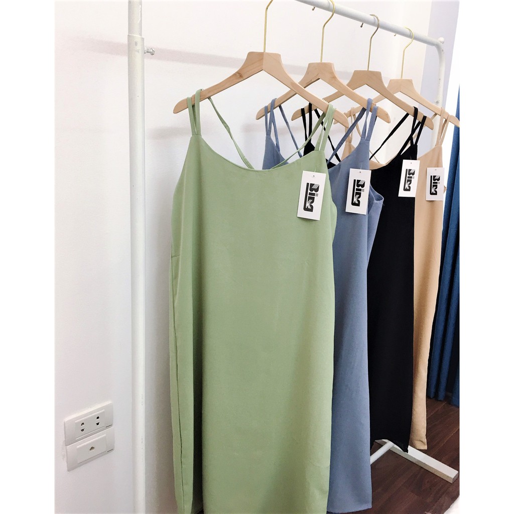 Đầm cami 2 dây Bingshop đan chéo lưng form rộng vải mềm mịn mát freeship | BigBuy360 - bigbuy360.vn