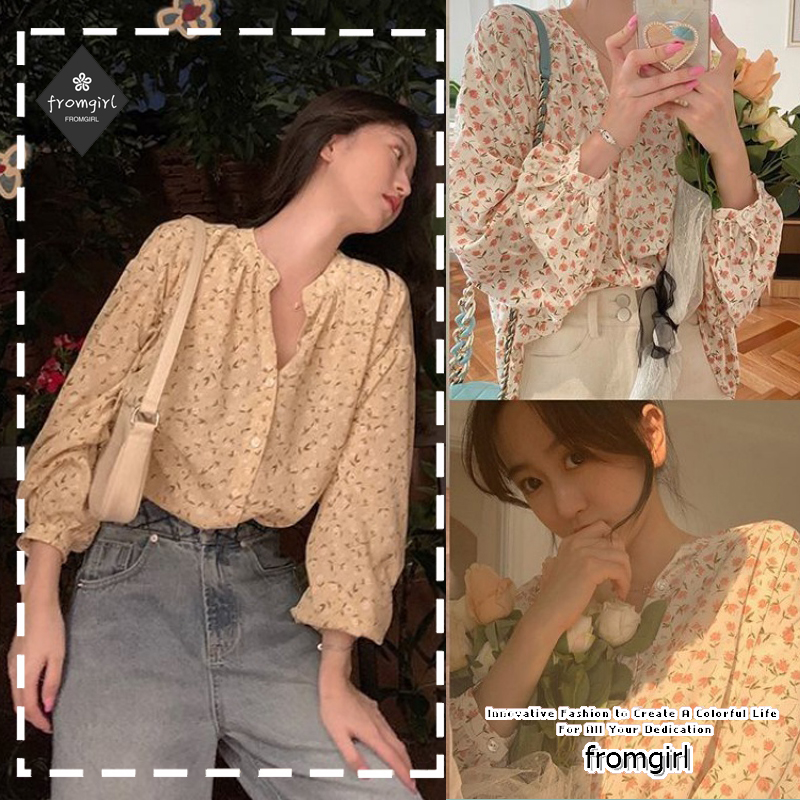 Áo sơ mi tay dài in hoa thời trang Fr45669