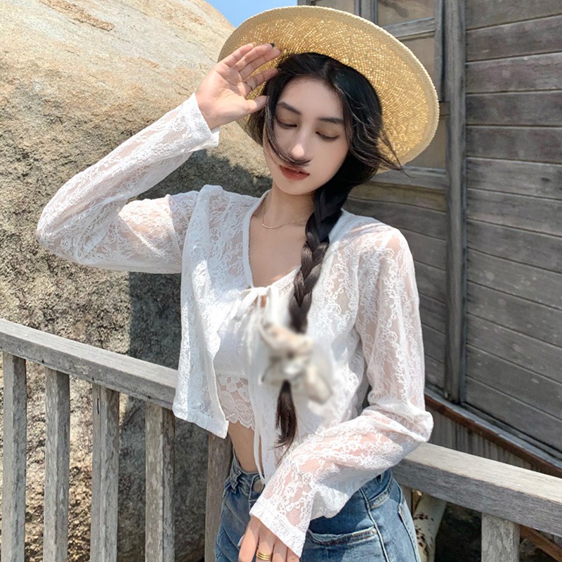 Áo Croptop Tay Dài Thiết Kế Thoáng Khí Bảo Vệ Chống Nắng Cho Nữ