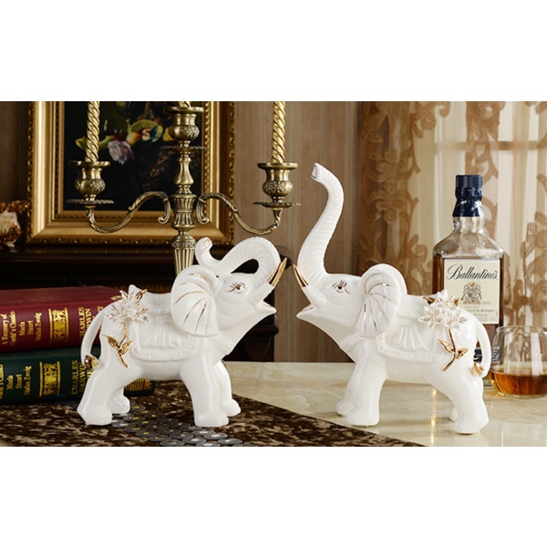 Bộ tượng voi trắng,vậtt phong thuỷ bằng Gốm Sứ Cao Cấp-decor trang trí bàn,tủ,kệ,đẹp,quà trặng ý nghĩa giá rẻ
