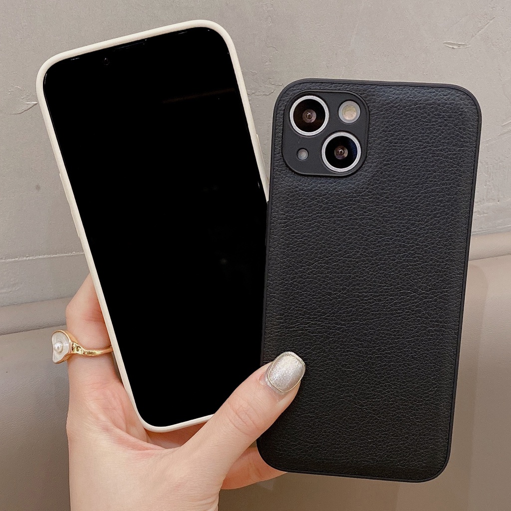 Ốp Điện Thoại Da PU Màu Trơn Cho iPhone 13ProMax 12pro 11pro X XR XSMax 8Plus