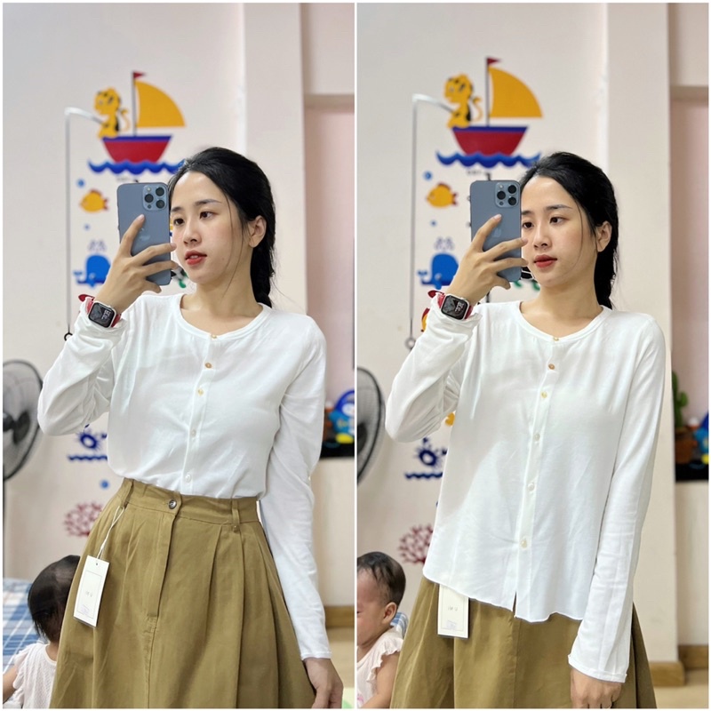 Áo dài tay cài cúc