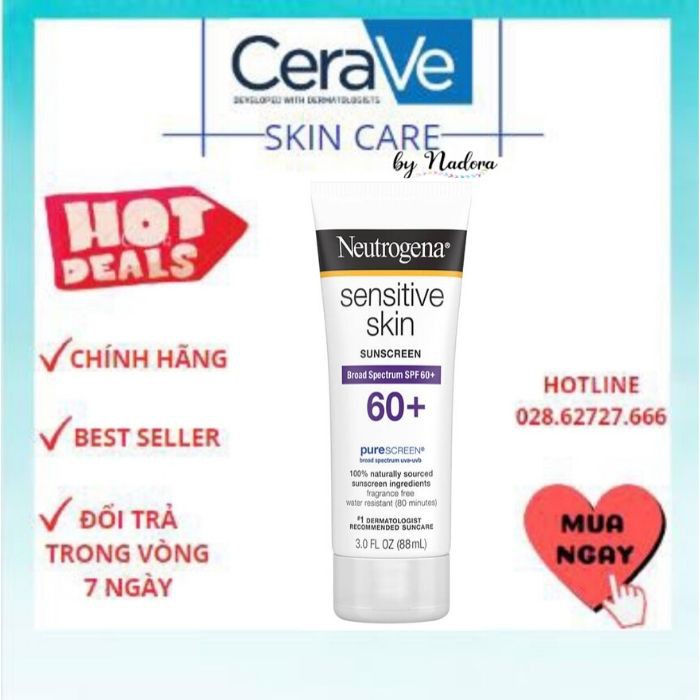 Kem Chống Nắng Neutrogena Sensitive Skin Sunscreen SPF 60 (88ml)