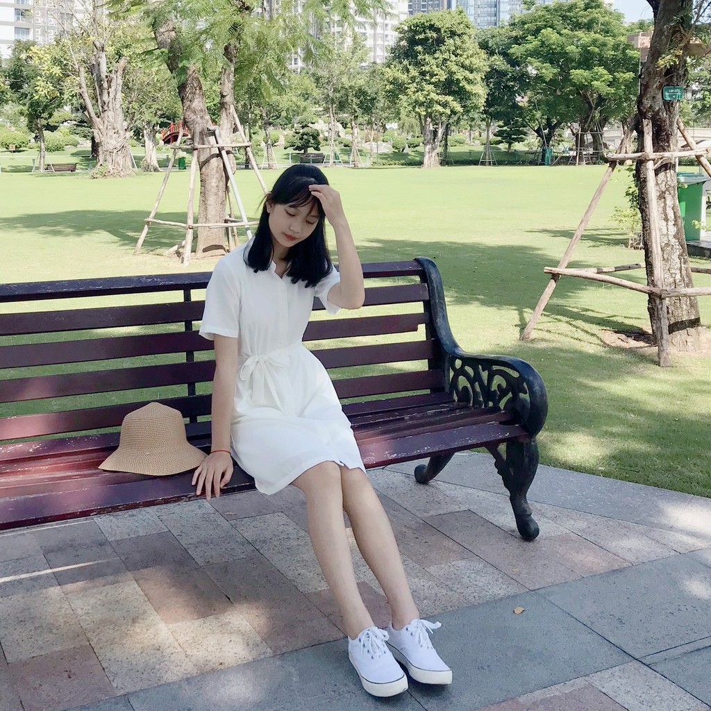 Đầm Sơmi Trắng Phối Dây Rời Form Đẹp Hàng Có Sẵn Shop Tự Chụp | BigBuy360 - bigbuy360.vn