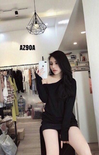 ÁO LỆCH VAI TAY DÀI TRƠN