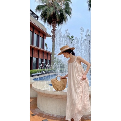 Jane Đầm suông đi biển sọc hoa văn sang trọng C272