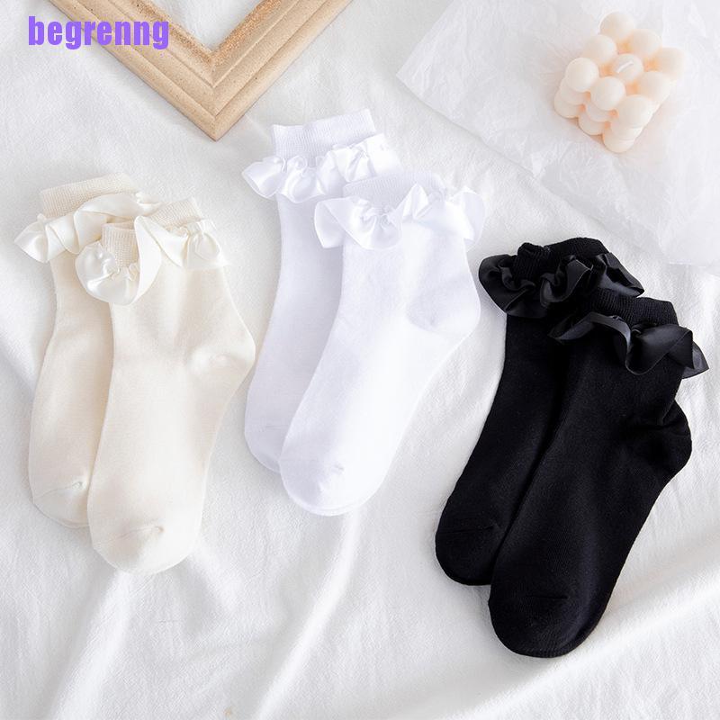 beg Cute Socks Lolita Ruffle White Frilly Ruffle Princess Socks Woman Happy Socks