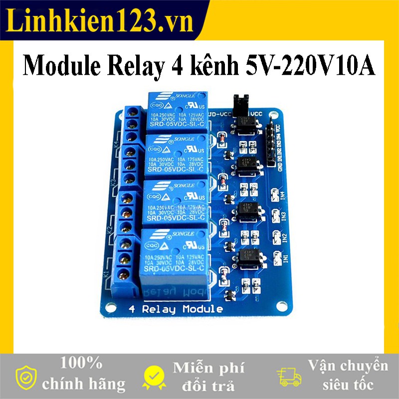 Module Relay 4 kênh 5V-220V/10A