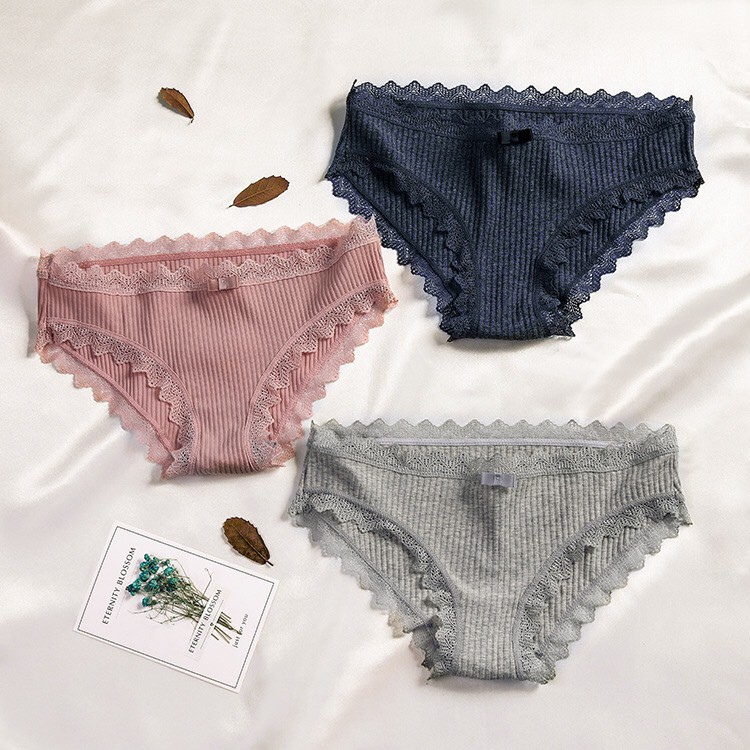 Quần Lót Nữ Cotton tăm cao cấp nâng mông ren sexy, quần chip đính nơ sợi tre kháng khuẩn đẹp dễ thương M01