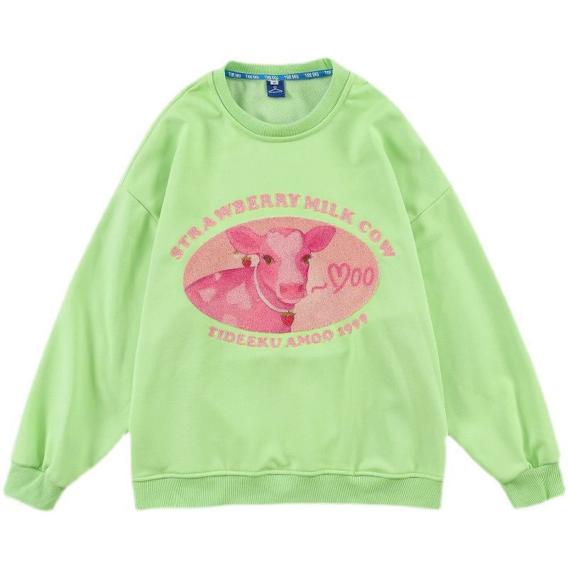 Áo Sweater dáng rộng in hình quả bơ dễ thương thời trang xuân thu cho nữ