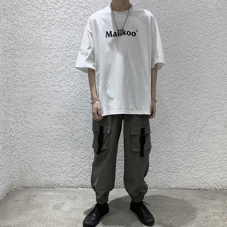 Áo Thun Tay Ngắn Cổ Tròn In Chữ Tiếng Anh Thiết Kế Trẻ Trung Phong Cách Hàn Quốc Cho Nam Size S-8XL