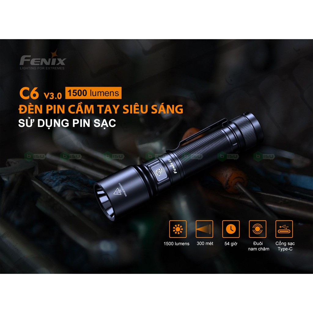 CHÍNH HÃNG PHÂN PHỐI-ĐÈN PIN FENIX - C6 V3.0 - 1500 LUMENS