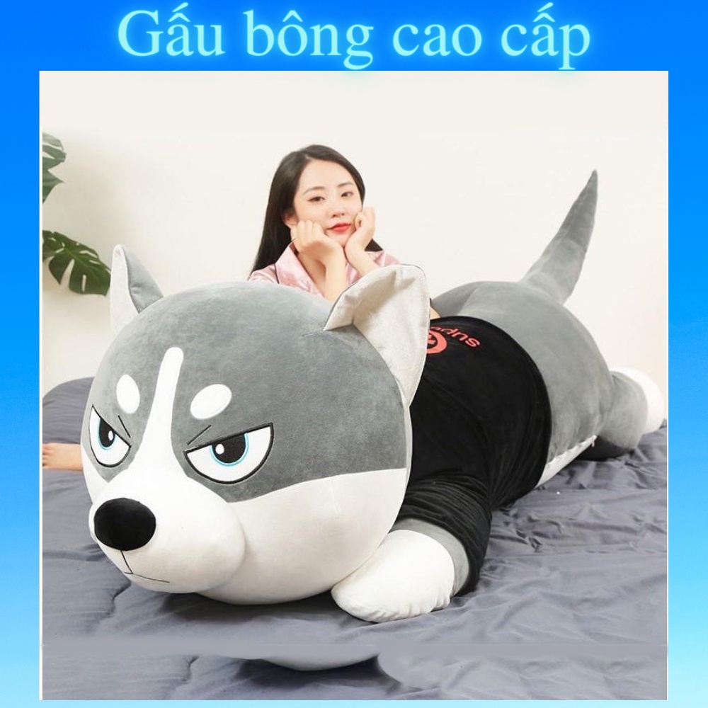 Gấu bông to Chó Husky 🛡𝑯𝒂̀𝒏𝒈 𝑪𝒂𝒐 𝑪𝒂̂́𝒑🛡, gối ôm hình thú nhồi bông Chó Husky đáng yêu cute 1m5 / 1m2 / 1m