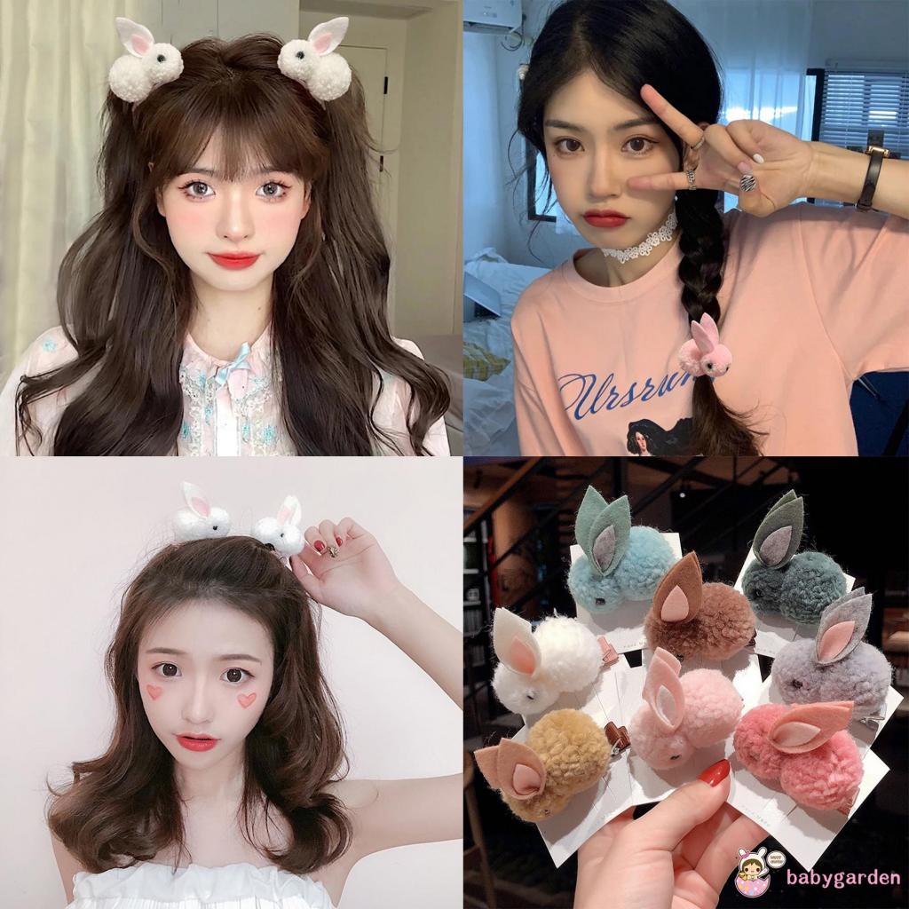 Kẹp tóc hình thỏ lông nhung hoạt hình đáng yêu dành cho bé gái