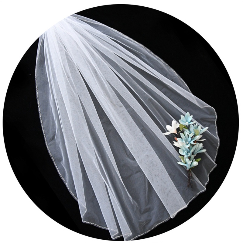Mạng Che Mặt Một Lớp Bằng Vải Tuyn Cắt Cạnh Tinh Tế Cho Đám Cưới