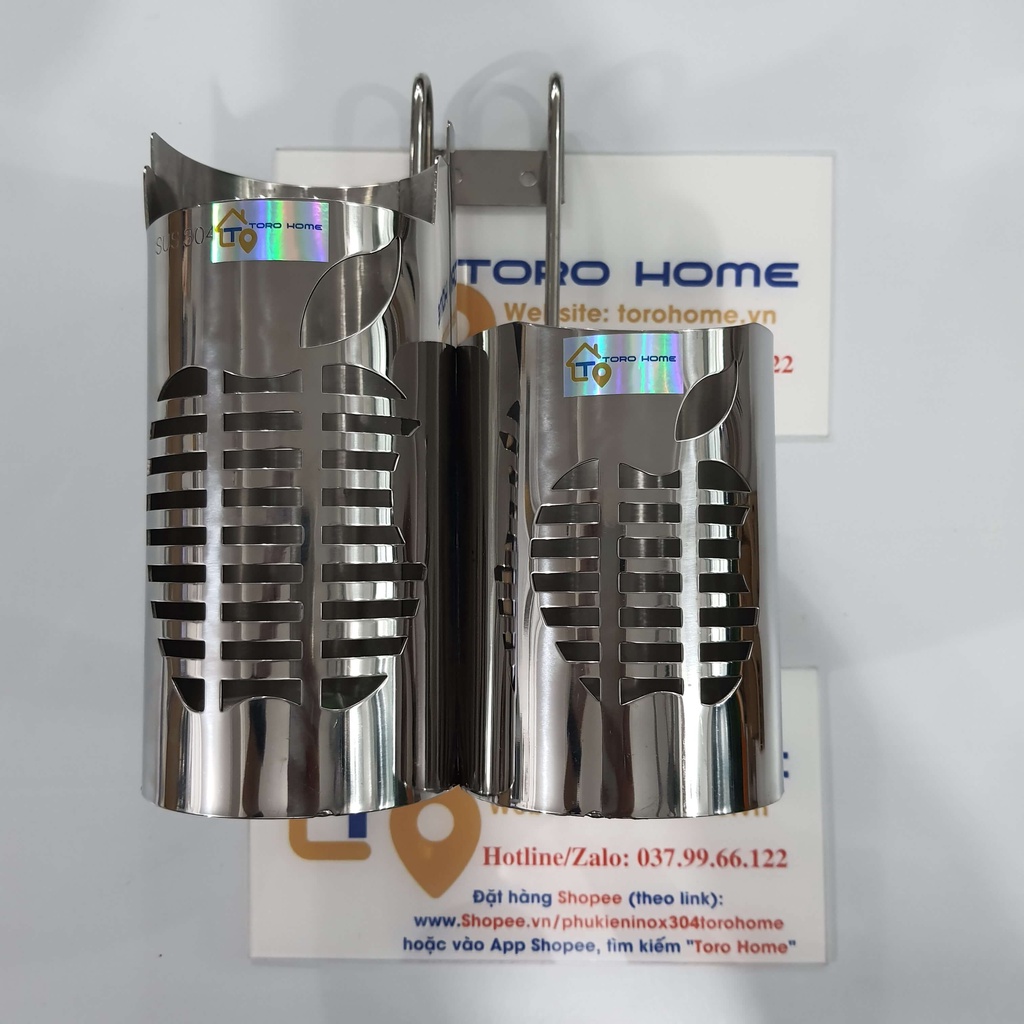 Ống đũa inox 304 loại 2 ngăn hình trái táo ĐT-2 Toro Home, Cam kết chất liệu inox Chuẩn 304