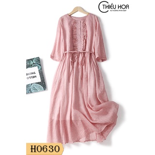 Đầm nữ trung niên, thiết kế trẻ trung, chất liệu voan cotton mềm mại, mịn mát, siêu tôn dáng Thiều Hoa H0630
