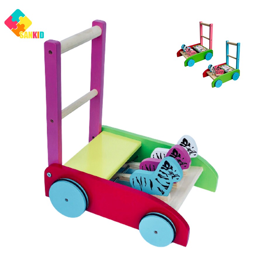 Xe tập đi con ngựa bằng gỗ cho bé hàng cao cấp chi tiết được mài nhẵn mịn an toàn, bánh xe chống trượt