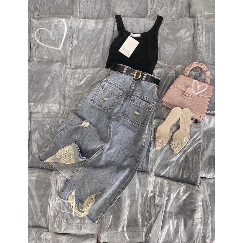 Chân váy jean xẻ rách | BigBuy360 - bigbuy360.vn