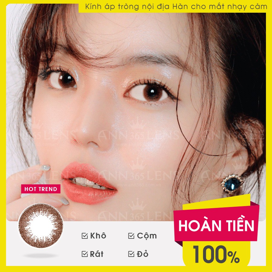 Lens Mắt Hàn Quốc 1 Tháng ANN365, Kính Áp Tròng Cận Thị Màu Choco Dành Cho Mắt Nhạy Cảm