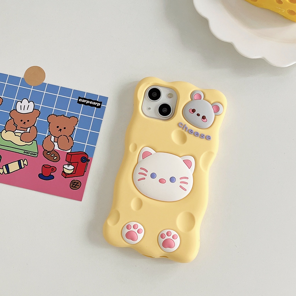 Ốp Điện Thoại Dẻo Họa Tiết Hoạt Hình Mèo / Chuột Dễ Thương Chống Rơi Cho iPhone 11 / 12 / 12PRO MAX / 13PRO MAX