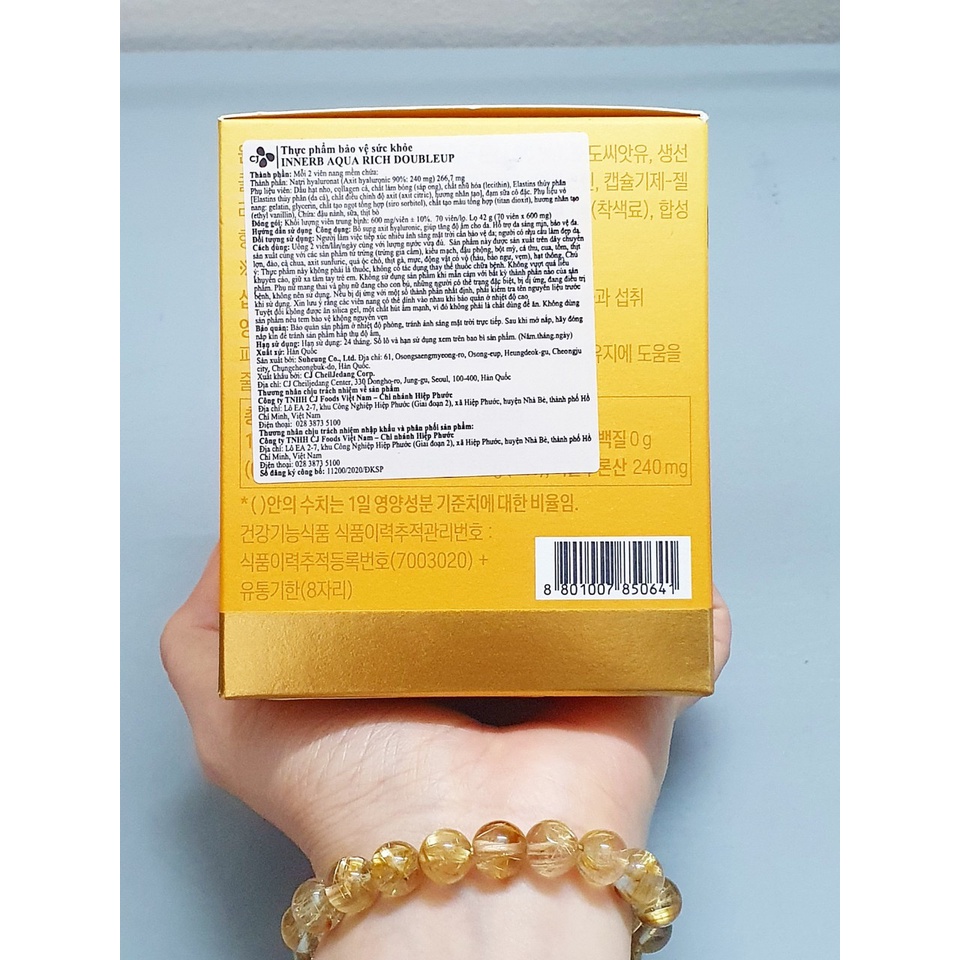 Date 11/24 -  Viên uống cấp nước và Collagen Innerb Aqua Rich hộp 70 viên từ Hàn Quốc chính hãng