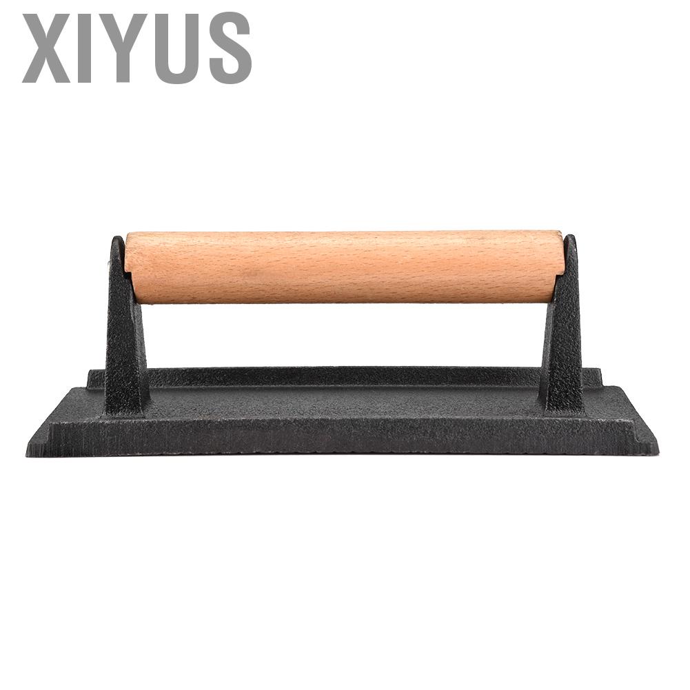 Xiyus Commercial Cast Iron Steak Weight Wooden Handle Bacon Grill Hamburger Press