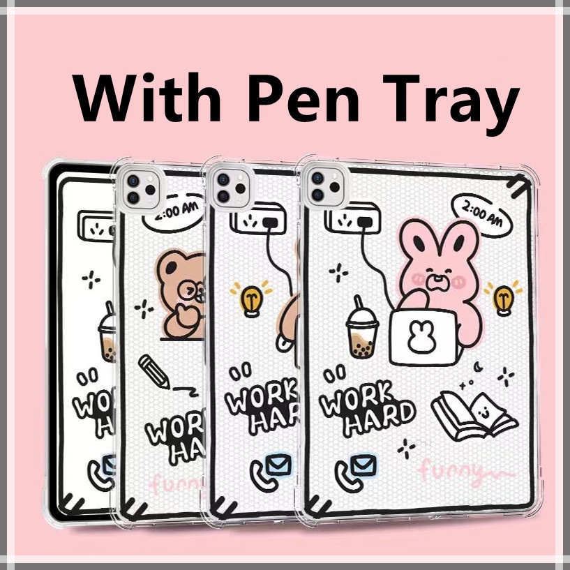 Cartoon Rabbit Pro11 2021 IPad Case for Mini6 Air Mini 1st 2nd 3rd 4th 5th 6th 7th 8th 11 Gen IPAD9 MINI6 iPad9 gen IPad Cover for Mini5 10.2 IPad Case with Pencil Holder Air3 Air2 Air1 Air10.9 Pro10.5 Pro11 apple pencil silicone soft shell ipad7 ipad