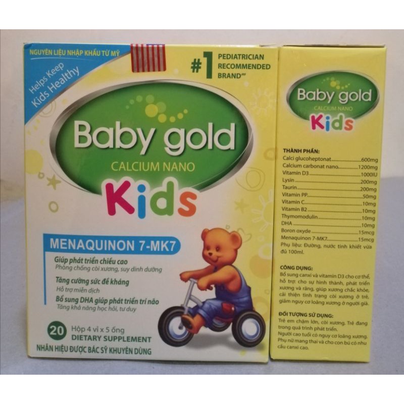 Baby gold kids bổ sung canxi nano, DHA giúp tăng cường sức đề kháng