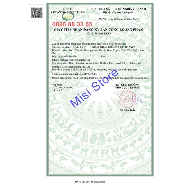 Viên uống sữa ong chúa Healthy Care Royal Jelly 365 viên của Úc- ĐỦ BILL - Beauty Shop