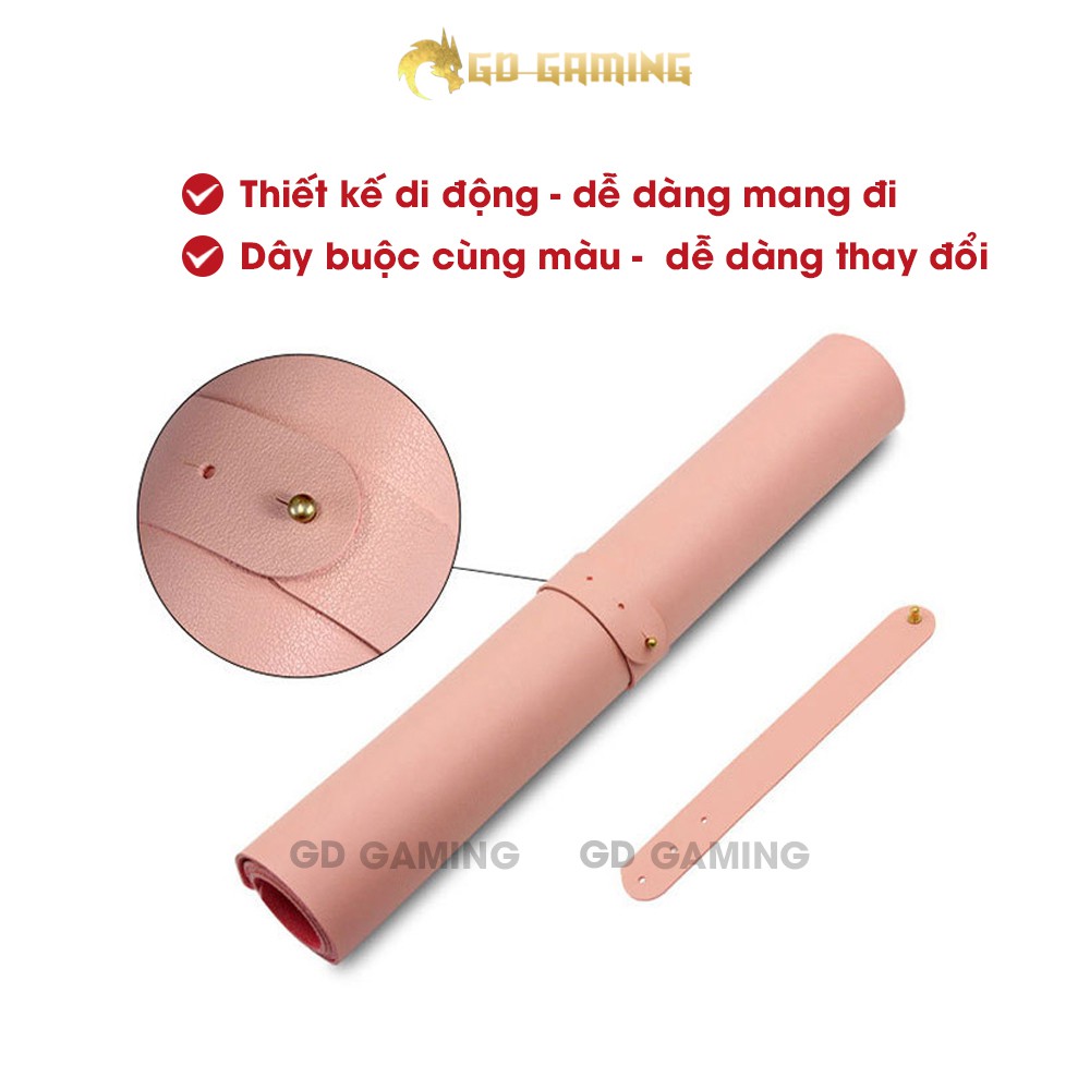 Miếng Lót Chuột, Lót Bàn Máy Tính  GD Gaming Chất Liệu Da PU Kích Thước 100x50, 90x40, 80x30 cm  Hai Mặt Thay Đổi