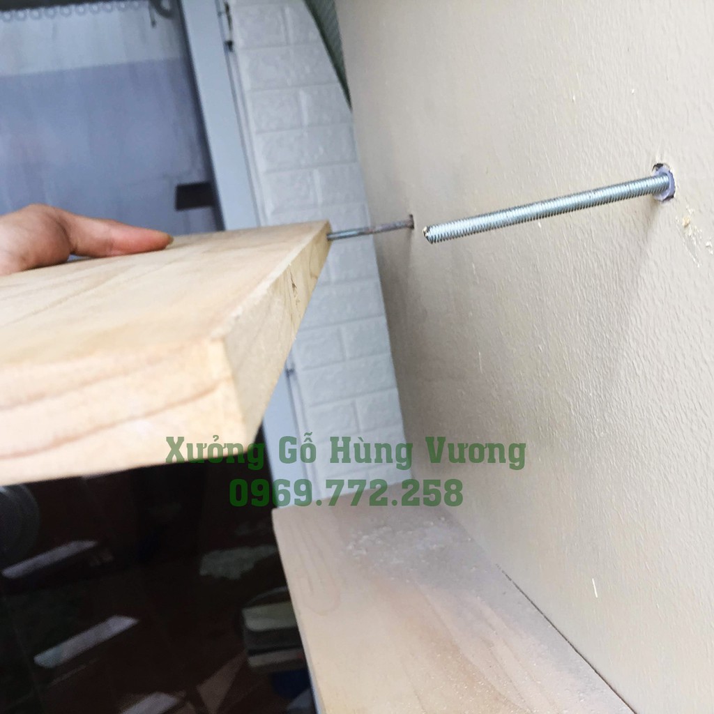 Bộ Kệ Gỗ Tự Nhiên (15cm x 60cm) Trang Trí Treo Tường 3 Thanh Ngang (DIY) - Gỗ Thông Tự Nhiên 100%