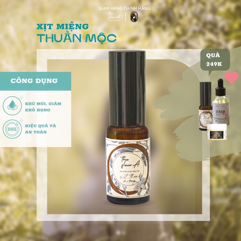 Xịt miệng thảo mộc FleurA, thơm miệng, làm sạch khoang miệng, cổ họng ngừa viêm họng - Tinh chất cam quế bạc hà - 20ml