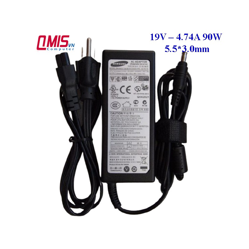 19V Sạc laptop SAMSUNG 19V-2.1A, 19V-3.16A, 19V-4.74A, 40W, 60W, 90W