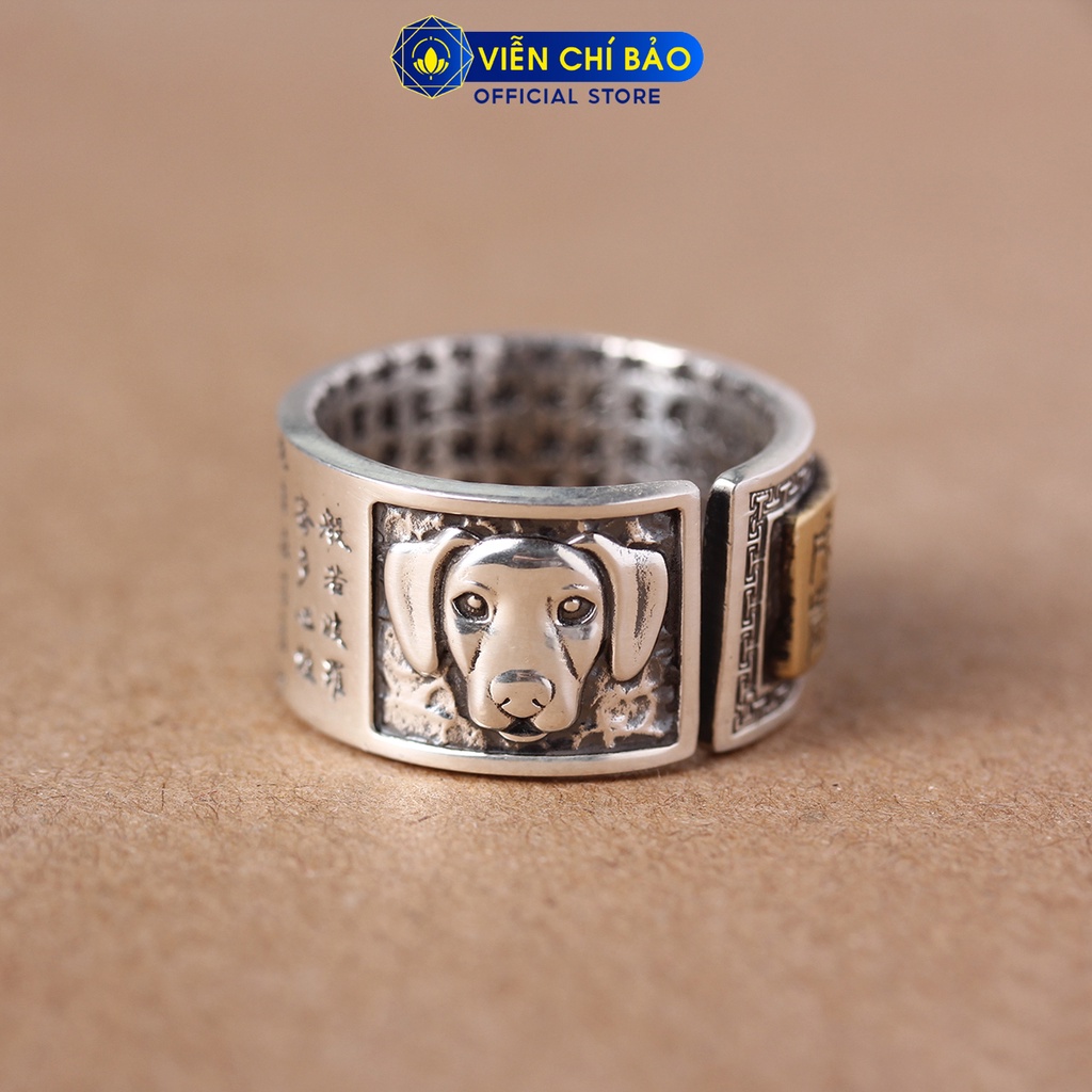 Nhẫn bạc nam hình 12 con giáp khắc Bát Nhã Tâm Kinh bạc Thái 925 thời trang phụ kiện trang sức Viễn Chí Bảo N101171