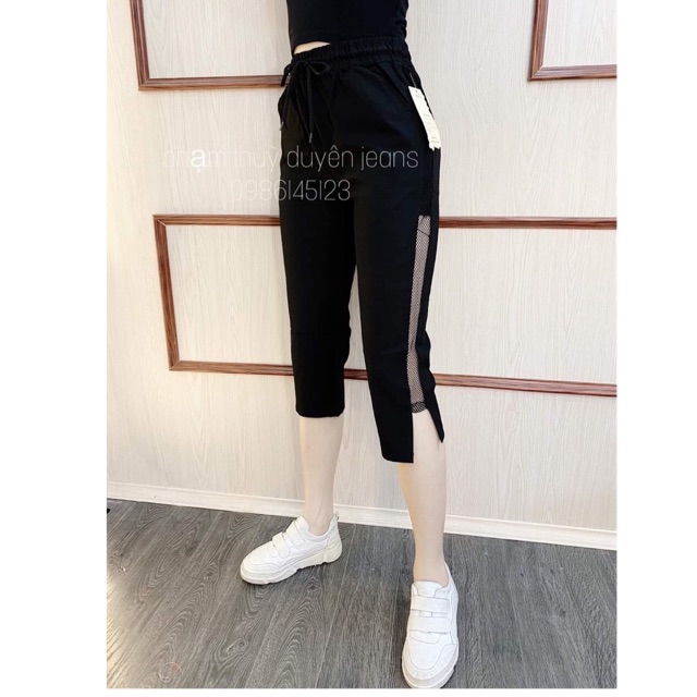 Quần ngố phối lưới 2 màu chất đũi