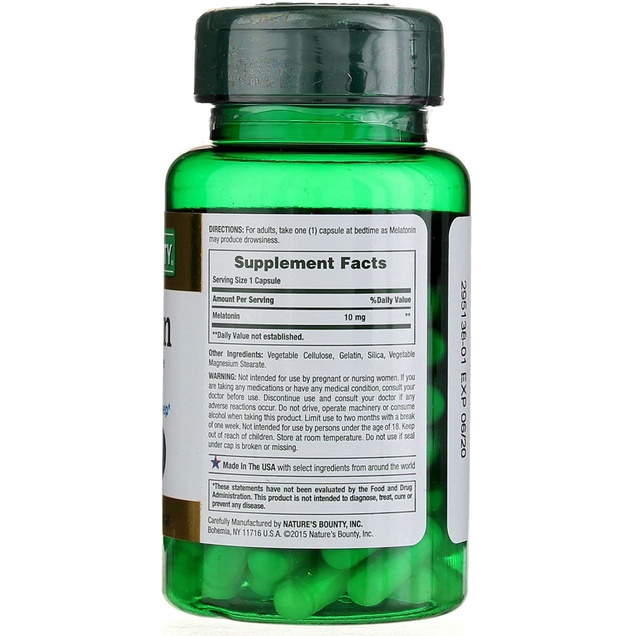[DATE 1/2024] Nature’s Bounty Melatonin 10mg Capsules 45 / 60 VIÊN