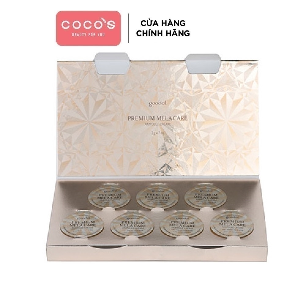 Hộp 7 Viên Kem dưỡng da ngăn ngừa lão hoá chiết xuất ốc sên vàng Goodal Premium mela Care ampoule Cream (2g x 7)