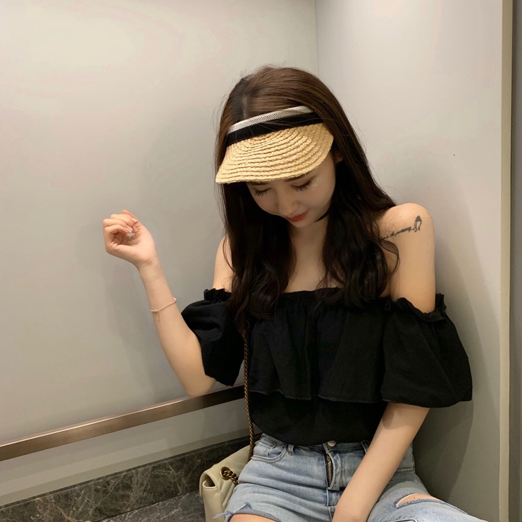 Áo kiểu trễ vai tay ngắn gợi cảm phong cách trẻ trung xinh xắn cho nữ | BigBuy360 - bigbuy360.vn
