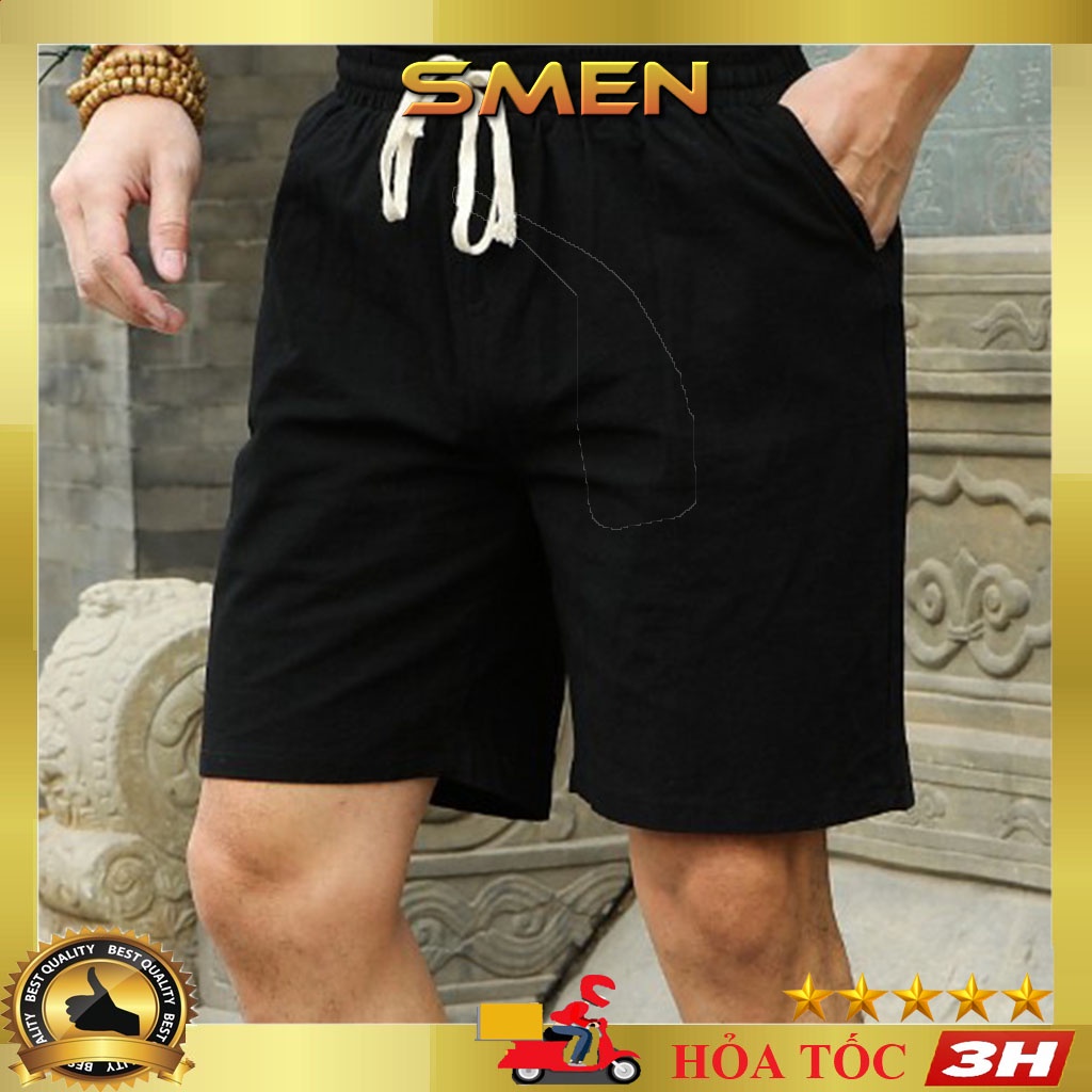 Quần đùi nam chất đũi thoáng mát, Quần đũi nam phong cách thể thao chất mát QD05 - SMEN