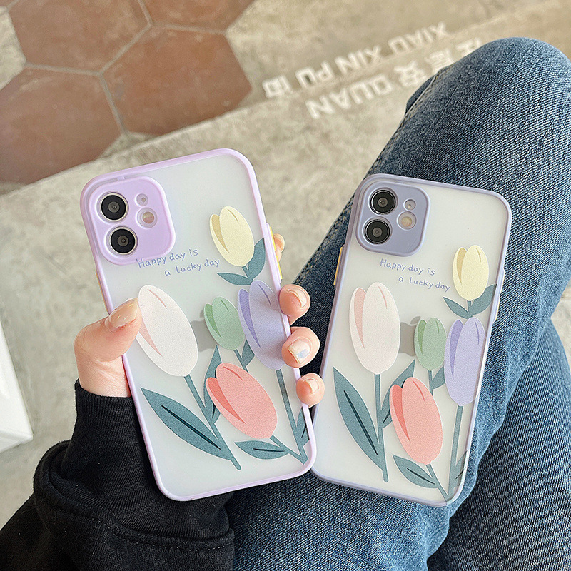 Ốp Lưng Chống Sốc In Hình Hoa Tulip Cho Iphone 11 Pro Max Xr / Xs / X 7 8 Plus 6 6s | BigBuy360 - bigbuy360.vn