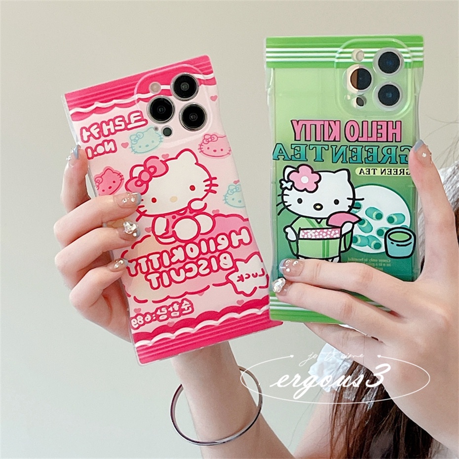 Ốp Điện Thoại Mềm Màu Kẹo Hình Mèo Kitty Cho iPhone 14 13 12 11 Pro Max SE2020 X XR Xs Max 7 8 6 6s Plus