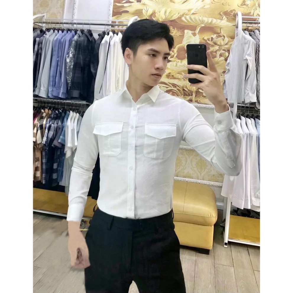 áo sơ mi dài tay vải đũi 2 túi hộp may đẹp , chống nhăn,xù vải thoáng mát bèn đẹp | BigBuy360 - bigbuy360.vn