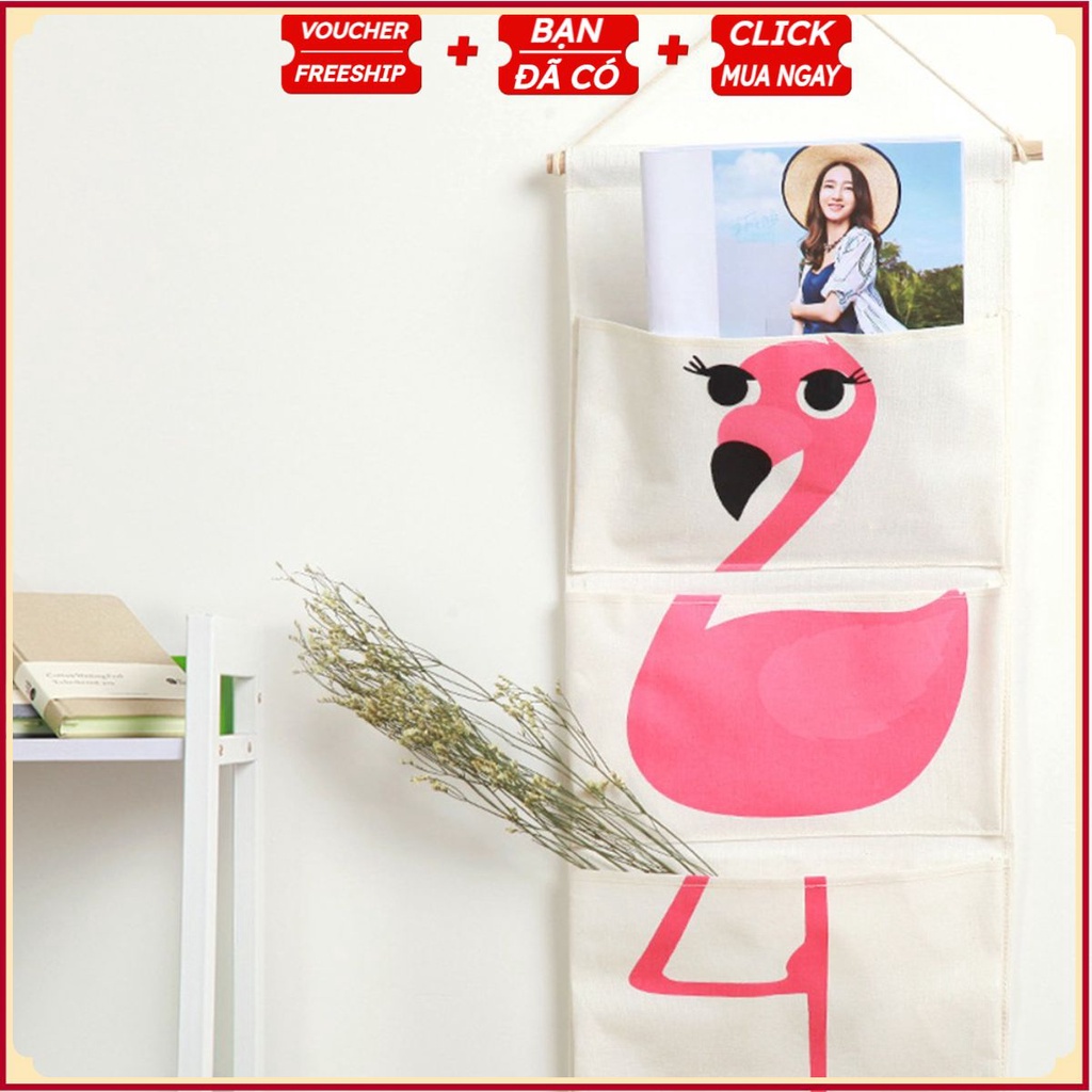 Túi Treo 3 Tầng Décor - Mẫu Mã Con Thú - Trang Trí Phòng Em Bé - Size Lớn 60 x 35cm