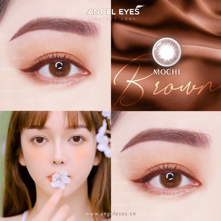 Lens nâu tự nhiên có độ Mochi Brown thương hiệu đường kính 14.2 có độ từ 0 đến 6