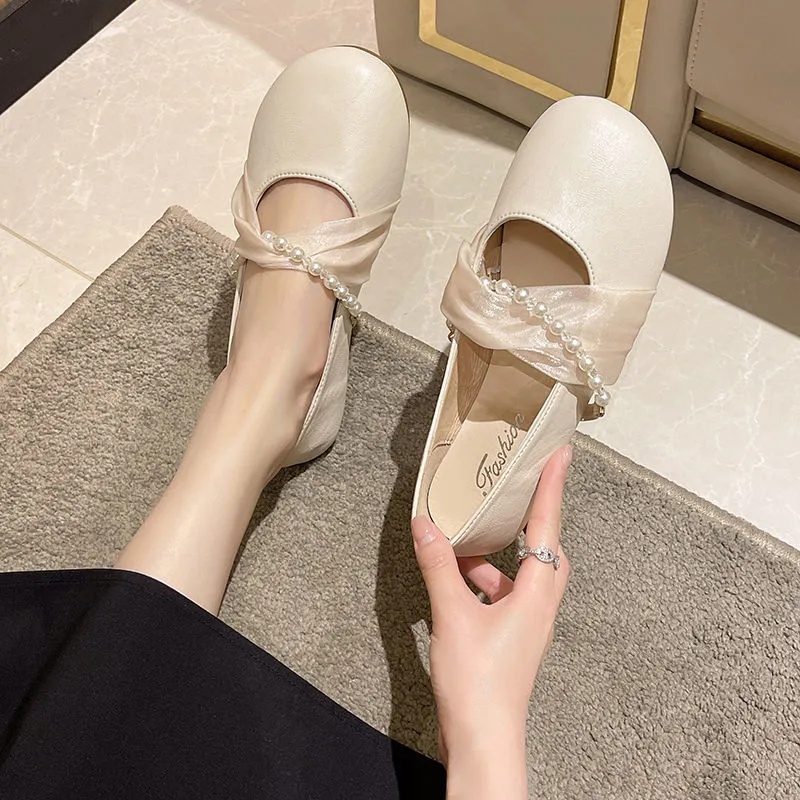 Giày búp bê MURIOKI da mềm đế bằng retro kiểu Pháp dễ thương