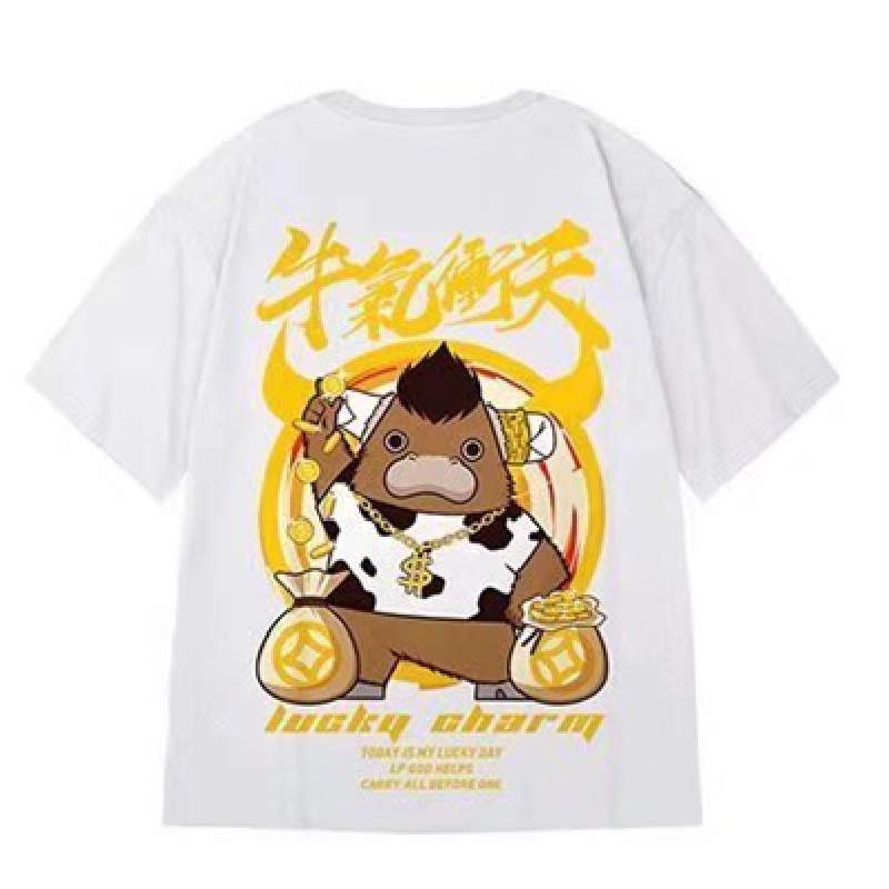 Áo Thun Dáng Rộng In Họa Tiết Hoạt Hình Phong Cách Hip Hop Thời Trang Mùa Hè Cho Nam Và Nữ [M-8XL]