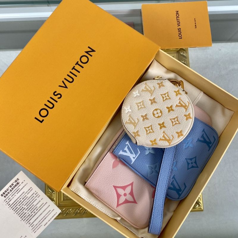 clutch cầm tay nữ da thật combo một clutch dài+1 clutch vuông+1 clutch tròn LV