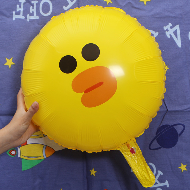 Bong Bóng Lá Nhôm 18 inch Hình Tròn In Họa Tiết Hoạt Hình Gấu Nâu / Thỏ Đáng Yêu