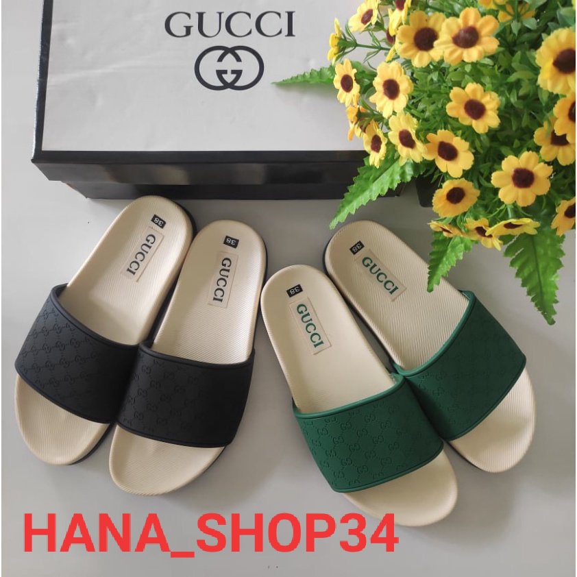 Dép Gucci quai in đế gắn logo Cao Cấp - Dép Quai Ngang Nam Nữ Thời Trang đế trắng sang chảnh MÃ HANA-34